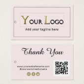Blush Dank u Logo QR Code Clothing Hang Label Visitekaartje (Voorkant /achterkant)