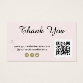 Blush Dank u Logo QR Code Clothing Hang Label Visitekaartje (Achterkant)