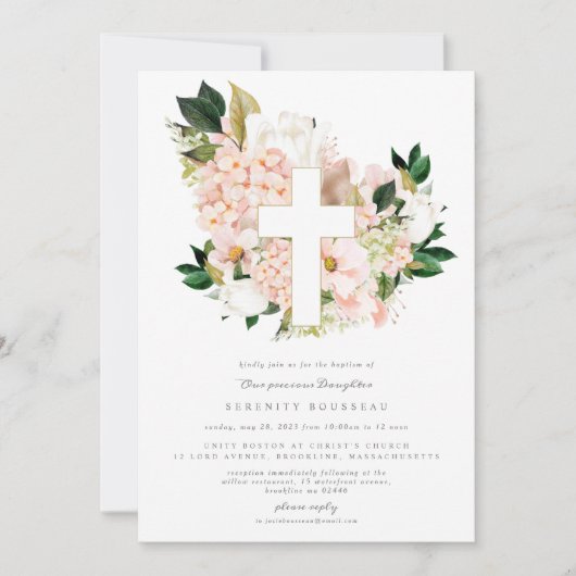 Blush Dew Baptism Christening Invitation (Devant)
