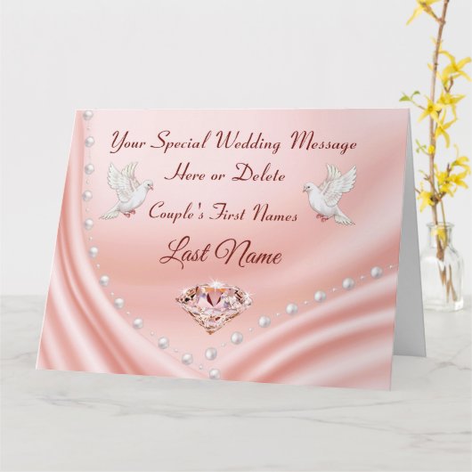 Blush Diamonds en parellen, Kaart met groot huweli (Gele Bloem)