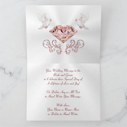 Blush Diamonds en parellen, Kaart met groot huweli (Binnen)