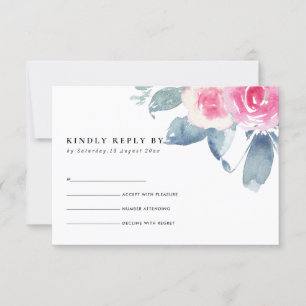 BLUSH DOUX BLEU FLORAL COURONNE AQUARELLE RSVP