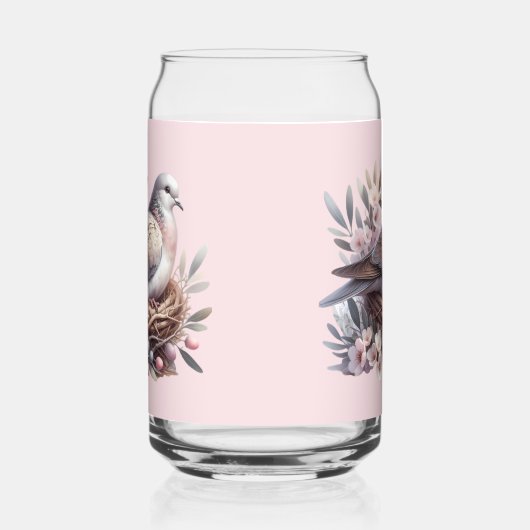 Blush Dove Nest met bloemen en olijftakken Blikvorm Glas (Rechts)