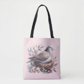 Blush Dove Nest met bloemen en olijftakken Draagtas (Voorkant)