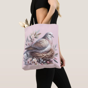 Blush Dove Nest met bloemen en olijftakken Draagtas