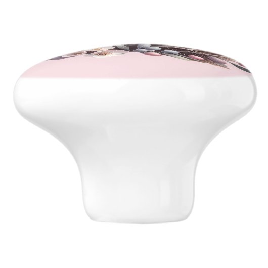 Blush Dove Nest met bloemen en olijftakken Keramische Knop (Zijkant)