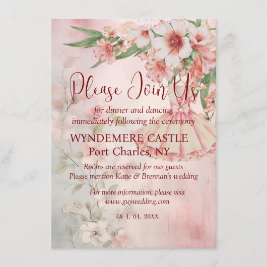 Blush Dress QR Code Trouwen Informatiekaartje (Voorkant)