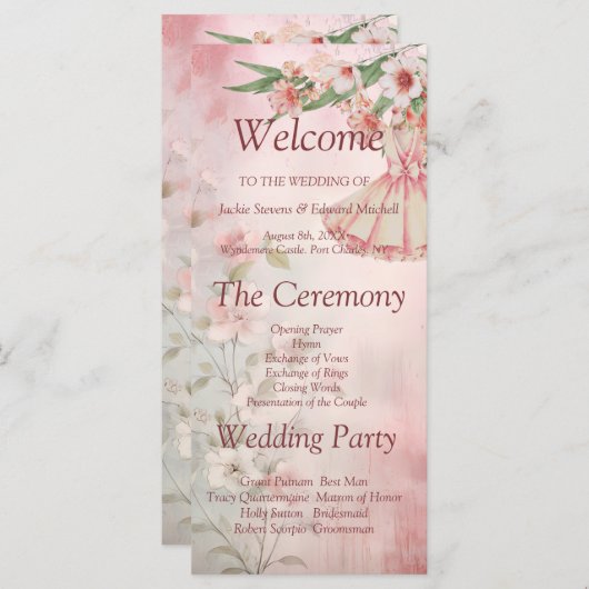  Blush Dress Wedding Programma (Voorkant / Achterkant)