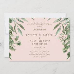 Blush druppelen eucalyptus moderne bruiloft kaart
