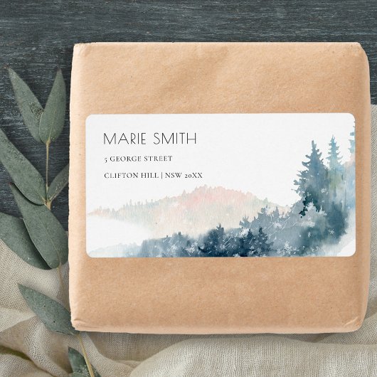 BLUSH DUSKY BLUE MOUNTAINS PINE ÉTIQUETTE DE ADRES