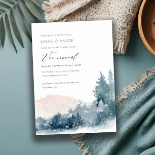 BLUSH DUSKY BLUE MOUNTAINS VOW RENOWAL INVITATION