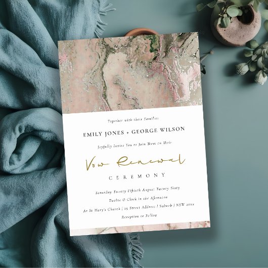 BLUSH DUSKY ROSE GOLD AGATE VOW RENEWAL INVITATION