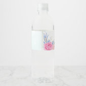 Blush Dusty Blue Eucalyptus Roos Floral Wedding Waterfles Etiket (Achterkant)