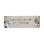 Blush Dusty Blue Floral Rabbit Alice in Wonderland Etiket (Voorkant)