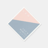 Blush Dusty Blue Modern Elegant Monogram Wedding Servet (Hoek)