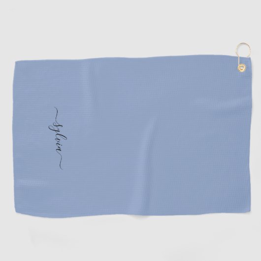 Blush Dusty Blue Modern Girly Monogram Naam Golfhanddoek (Horizontaal)