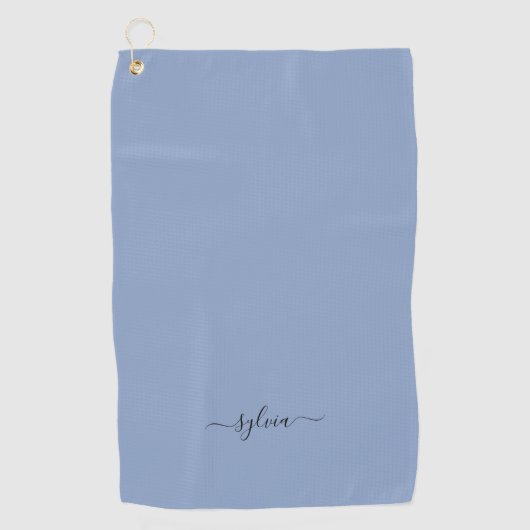 Blush Dusty Blue Modern Girly Monogram Naam Golfhanddoek (Voorkant)