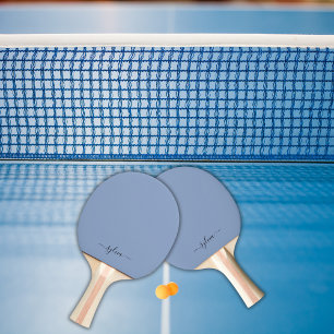 Blush Dusty Blue Modern Girly Monogram Naam Tafeltennisbatje