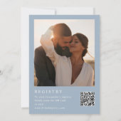 Blush Dusty Blue Photo QR Code Vrijgezellenfeest Kaart (Achterkant)