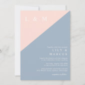 Blush Dusty Blue Simple Elegant Wedding QR Code Kaart (Voorkant)