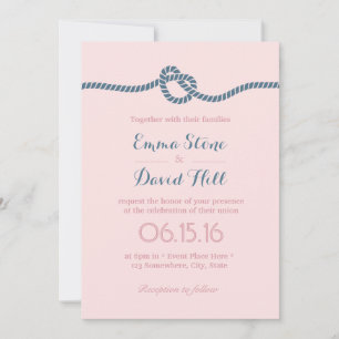 Blush & Dusty Blue Tying the Knot Wedding Kaart
