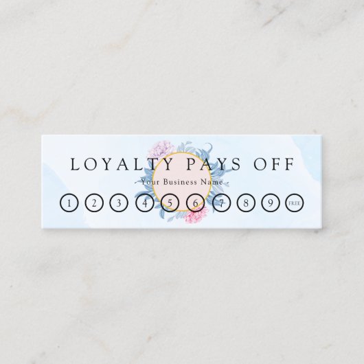 Blush Dusty Blue Waterverf Loyalty Punch Card (Voorkant)