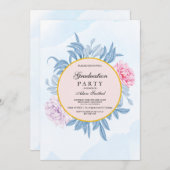 Blush Dusty Blue Waterverf Succulent ​Afstuderen Kaart (Voorkant / Achterkant)