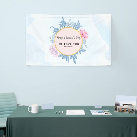 Blush Dusty Blue Waterverf Succulent Fathers Day Spandoek (Beurs)