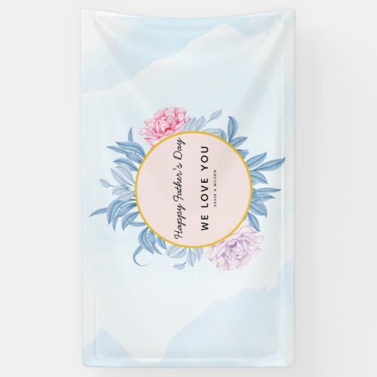 Blush Dusty Blue Waterverf Succulent Fathers Day Spandoek (Verticaal)