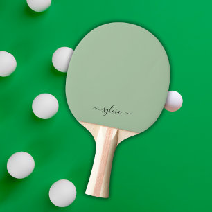 Blush Dusty Green Modern Girly Monogram Naam Tafeltennisbatje