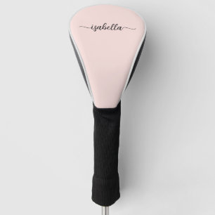 Blush Dusty Pink Elegant Script Monogram Naam Golfheadcover