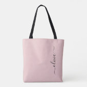 Blush Dusty Pink Girly Script Monogram Modern Draagtas (Achterkant)
