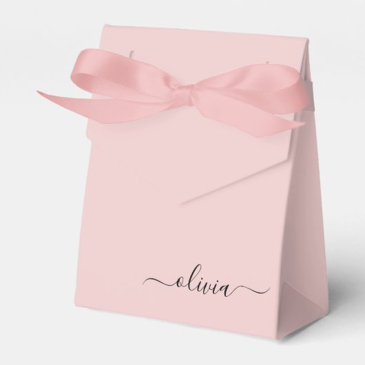 Blush Dusty Pink Girly Script Monogram Naam Modern Bedankdoosjes (Voorkant Zijde)