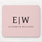 Blush Dusty Pink Girly Script Monogram Naam Modern Muismat (Voorkant)