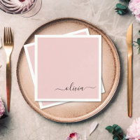 Blush Dusty Pink Girly Script Monogram Naam Modern