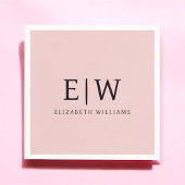 Blush Dusty Pink Girly Script Monogram Naam Modern Servet