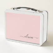 Blush Dusty Pink Modern Script Girly Monogram Naam (Achterkant)