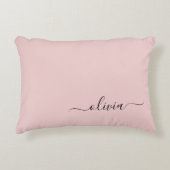 Blush Dusty Pink Modern Script Girly Monogram Naam Accent Kussen (Voorkant)