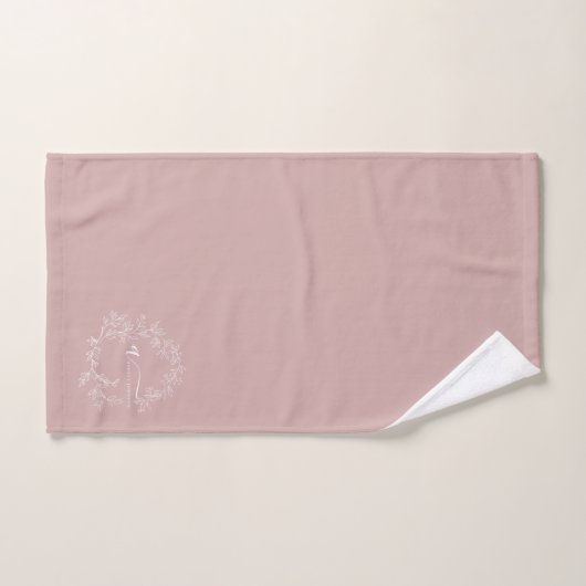 Blush Dusty Pink Modern Script Girly Monogram Naam Bad Handdoek (Handdoek)