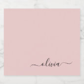 Blush Dusty Pink Modern Script Girly Monogram Naam Bier Etiket (Enkel label)