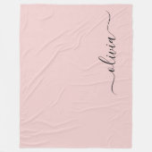 Blush Dusty Pink Modern Script Girly Monogram Naam Fleece Deken (Voorkant)