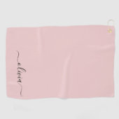 Blush Dusty Pink Modern Script Girly Monogram Naam Golfhanddoek (Horizontaal)