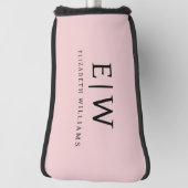 Blush Dusty Pink Modern Script Girly Monogram Naam Golfheadcover (Draai 90)
