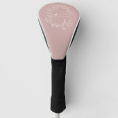 Blush Dusty Pink Modern Script Girly Monogram Naam Golfheadcover (Voorkant)