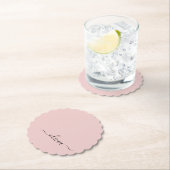 Blush Dusty Pink Modern Script Girly Monogram Naam Kartonnen Onderzetters (Insitu)