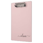 Blush Dusty Pink Modern Script Girly Monogram Naam Klembord (Links)