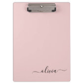 Blush Dusty Pink Modern Script Girly Monogram Naam Klembord (Voorkant)