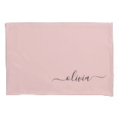 Blush Dusty Pink Modern Script Girly Monogram Naam Kussensloop (Voorkant)