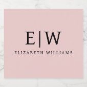 Blush Dusty Pink Modern Script Girly Monogram Naam Likeurfles Etiket (Enkel label)