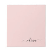 Blush Dusty Pink Modern Script Girly Monogram Naam Notitieblok (Voorkant)